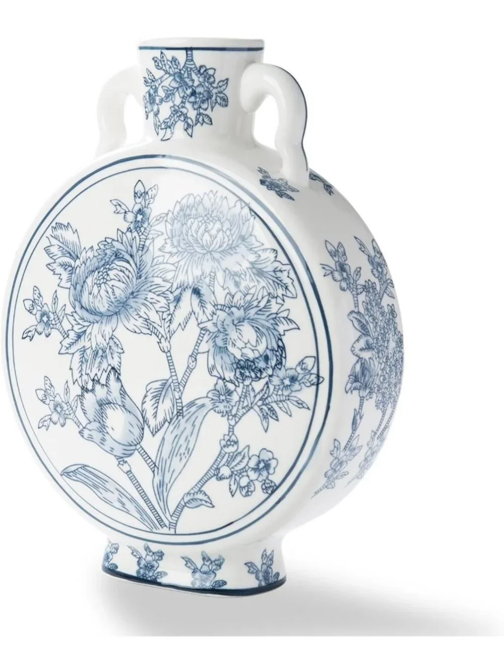 Large Chinoiserie Ceramic Blue & White Vase for Home Decor, Elegant Accent Piece